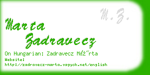 marta zadravecz business card